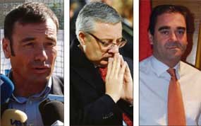 De izquierda a derecha: Tomás Gómez, José Blanco y José Pablo González