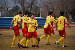 Jugadores del CUC Villalba celebran un gol en la Ciudad Deportiva (Foto: Archivo)