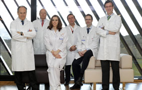 De izquierda a derecha en la fotografía, los doctores Damián García, Adolfo Bermúdez 
de Castro, Ana Olivares, Jesús Fernández, Héctor Guadalajara y Guillermo Payeras 