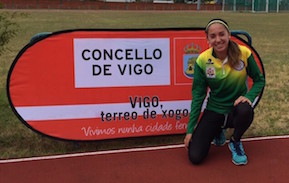 La atleta sanlorentina, tras la prueba disputada en Vigo