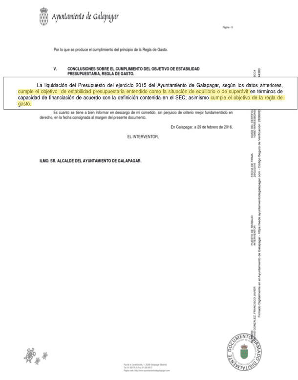 Informe intervención municipal