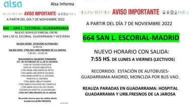 En marcha cuatro nuevos servicios en las líneas 664 y 660 entre Guadarrama y San Lorenzo de El Escorial