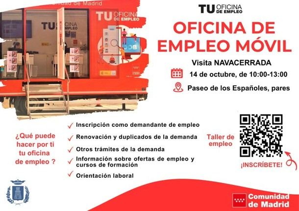 Oficina de Empleo Móvil llegará a Navacerrada el 14 de octubre