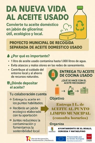 El Boalo lanza campaña para reciclar aceite usado y premiar a los ciudadanos