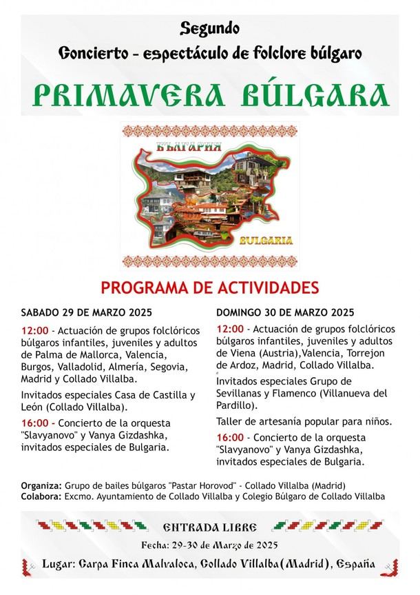 Collado Villalba celebra este fin de semana la 'Primavera Búlgara' con música y folklore