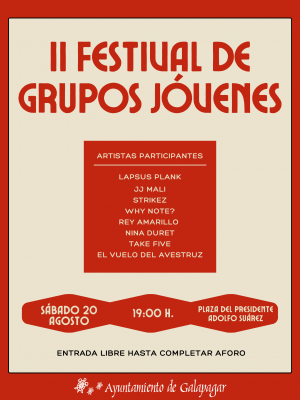 Estos son los artistas que actuarán en el II Festival de Grupos Jóvenes de Galapagar