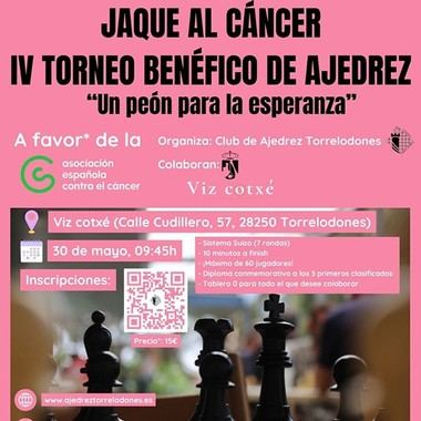 Inician inscripciones para el IV Torneo de Ajedrez a beneficio de la AECC