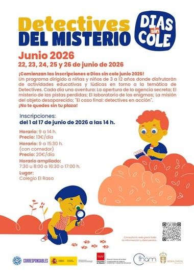 Inscripciones abiertas para los 'Días sin Cole' en Moralzarzal con temática de detectives