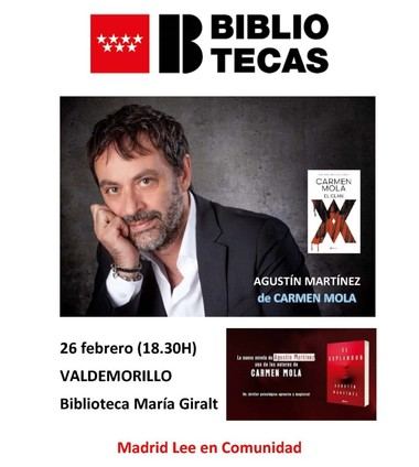 Agustín Martínez de Carmen Mola participará en un encuentro literario el 26 de febrero