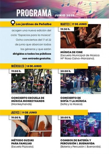 Conciertos gratuitos al aire libre en 'Espacios para la música' del 17 al 22 de junio