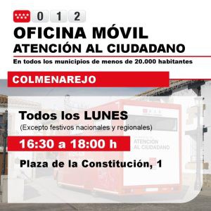 Atención al ciudadano: oficina móvil todos los lunes en Colmenarejo