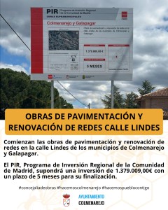 Inician obras de pavimentación en la calle Lindes de Colmenarejo y Galapagar
