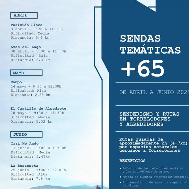 Rutas para mayores en Torrelodones de abril a junio