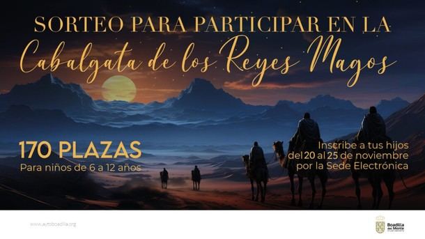 Inscripción para el sorteo de la Cabalgata de Reyes del 20 al 25 de noviembre