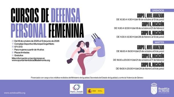 Inscripciones abiertas para cursos gratuitos de defensa personal femenina en Boadilla del Monte