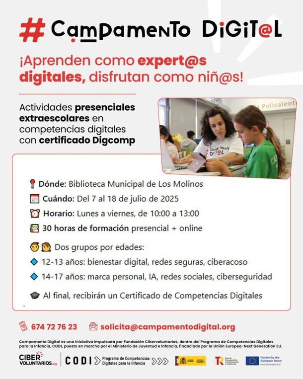 Los Molinos ofrece un Campamento Digital gratuito para jóvenes