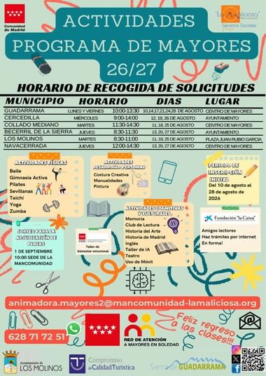 Apertura de inscripciones para el Programa de Mayores 2026/27 en Los Molinos
