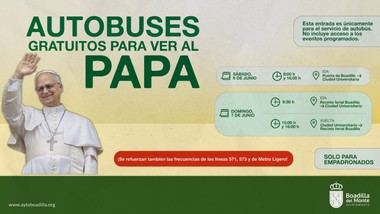 Boadilla del Monte ofrece autobuses gratis para actos del Papa el 6 y 7 de junio