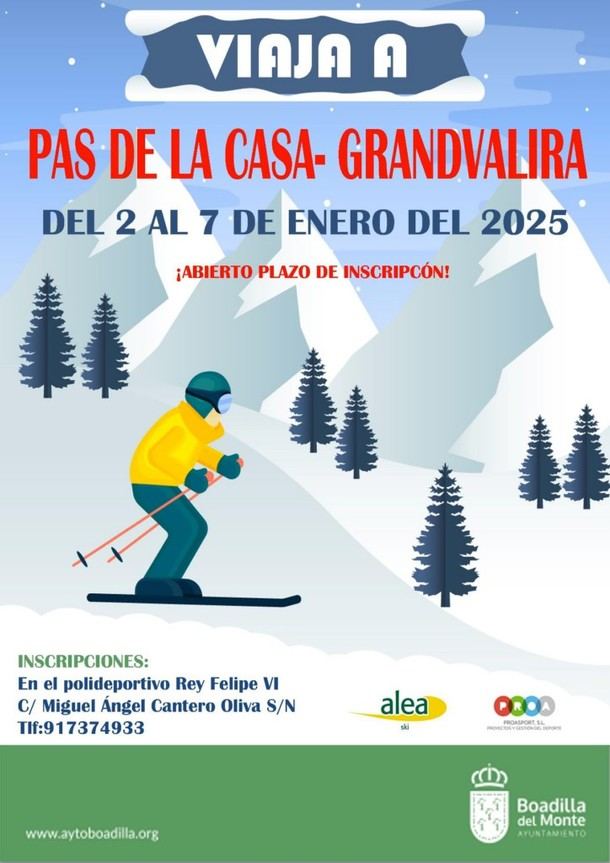 Viaje de esquí a Andorra para empadronados en Boadilla del Monte durante Reyes
