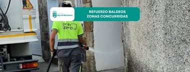 El Ayuntamiento intensifica el baldeo en áreas concurridas durante agosto