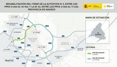 Gobierno español destina 21 millones para rehabilitar tramos de la R-2 y M-50 en Madrid