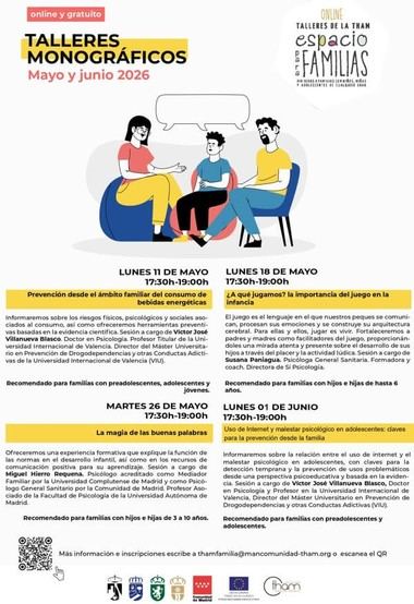 Moralzarzal ofrece talleres online gratuitos para familias en mayo y junio