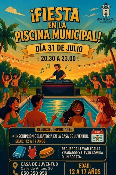 Fiesta juvenil nocturna en la piscina de Moralzarzal para celebrar el verano