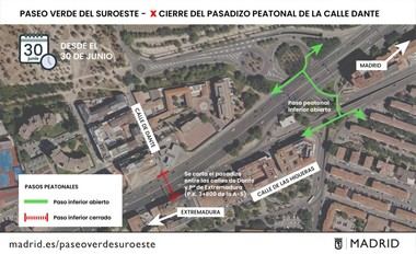 Culmina la demolición del paso inferior entre la A-5 y Boadilla, se cierra el acceso peatonal en calle Dante