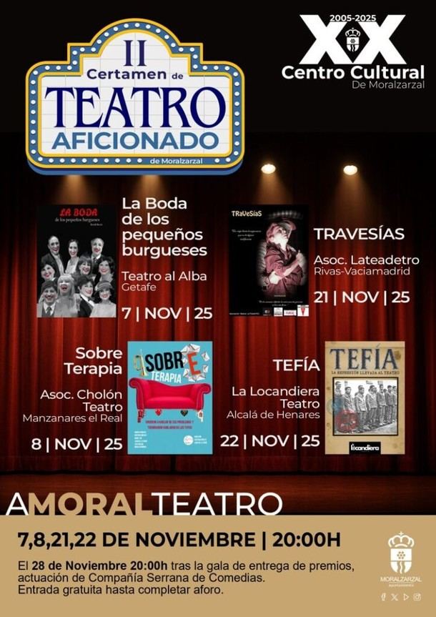 Moralzarzal acoge el II Certamen de Teatro Aficionado del 7 al 28 de noviembre