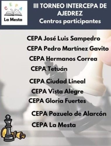 Torneo de Ajedrez InterCEPA el 8 de abril en el Centro de Mayores