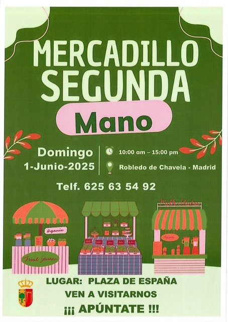 Mercadillo de Segunda Mano en Robledo de Chavela el 1 de junio