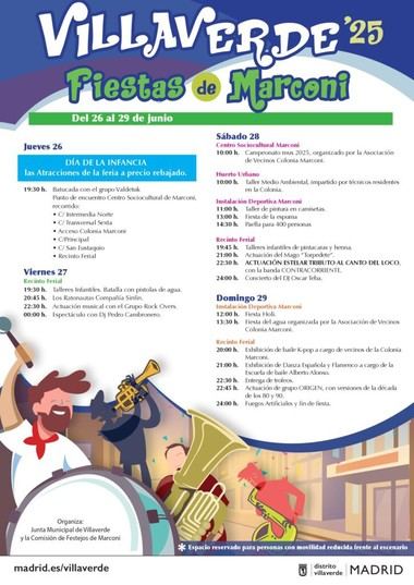 Fiestas de Marconi en Villaverde del 26 al 29 de junio