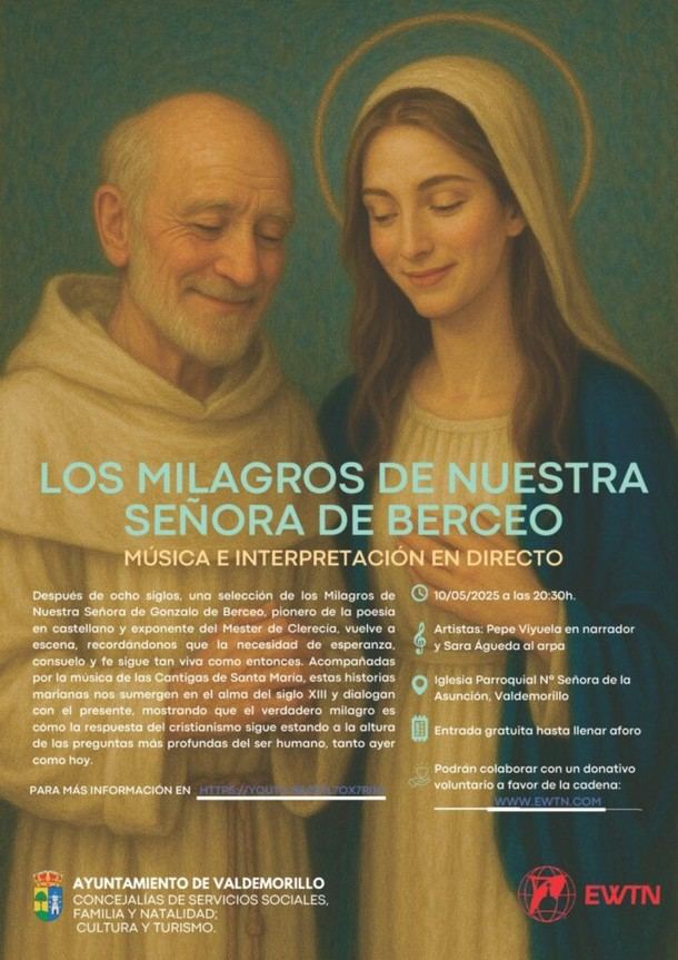 Espectáculo gratuito 'Los milagros de Nuestra Señora de Berceo' con Pepe Viyuela el 10 de mayo