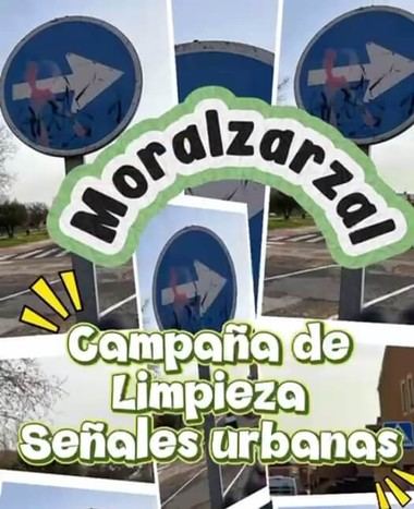 Moralzarzal lanza campaña intensiva para limpiar su señalización urbana
