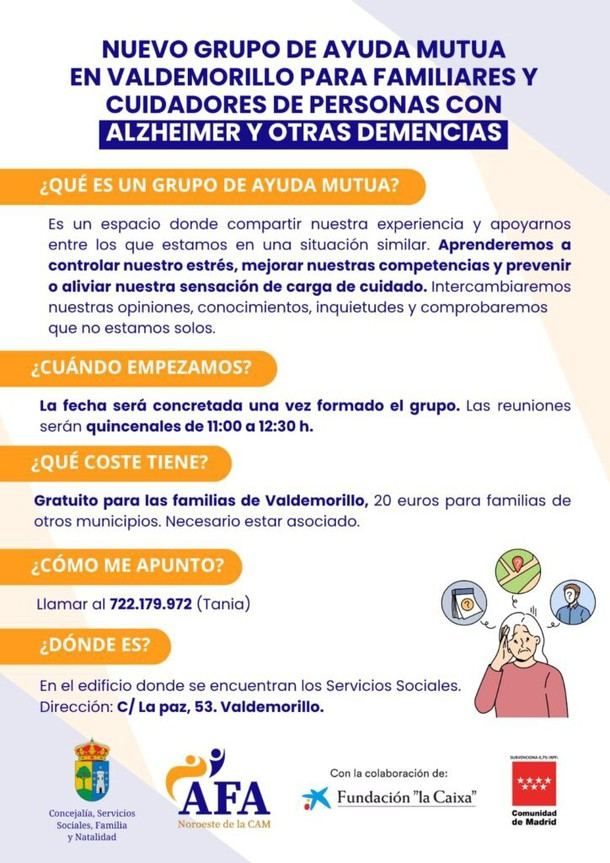 Valdemorillo lanza grupo de apoyo para cuidadores de pacientes con Alzheimer