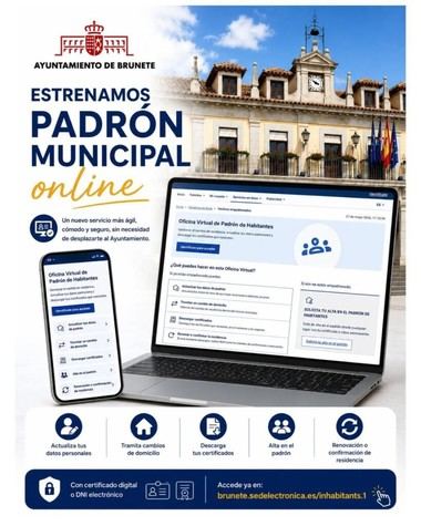 Brunete lanza servicio de padrón municipal en línea