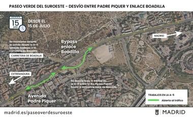 Desvío de tráfico en la A-5 para obras entre Padre Piquer y Boadilla
