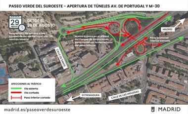 Reabren acceso al túnel de la M-30 tras obras en la A-5 en Madrid