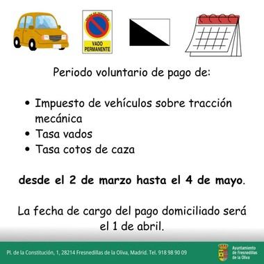 Inicio del periodo de pago de tasas en Fresnedillas de la Oliva