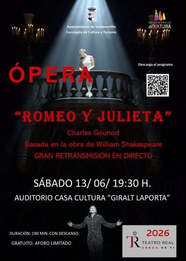 Ópera 'Romeo y Julieta' se retransmitirá en directo este sábado en Valdemorillo