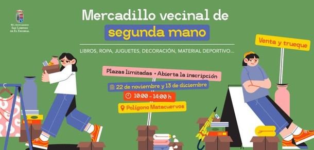 Mercado de Segunda Mano en San Lorenzo de El Escorial este noviembre y diciembre