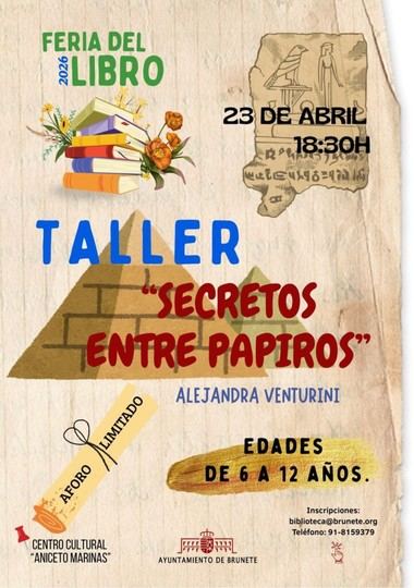 Taller infantil sobre papiros en Brunete el 23 de abril