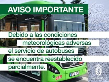 Autobuses en Alpedrete operan parcialmente por mal tiempo