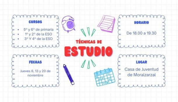 Taller gratuito de técnicas de estudio para jóvenes en Moralzarzal