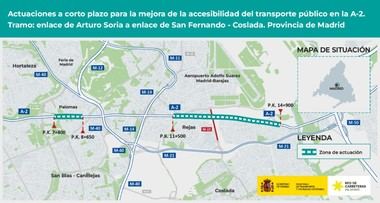 Obras de 15,7 millones para mejorar el transporte público en la A-2 de Madrid