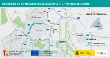 Adjudican 9,84 millones para pantallas acústicas en la A-1 entre La Moraleja y Alcobendas