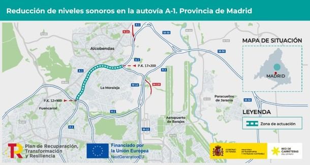 Adjudican 9,84 millones para pantallas acústicas en la A-1 entre La Moraleja y Alcobendas