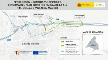 Mejoras en el paso peatonal sobre la A-6 en Collado Villalba con cortes de tráfico desde febrero