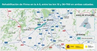 Licitan 21,85 millones para rehabilitar la A-5 en Alcorcón, Móstoles y Navalcarnero