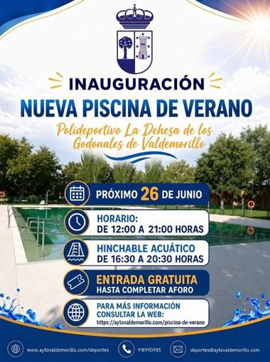 Valdemorillo inaugura su nueva piscina de verano con acceso gratuito y actividades acuáticas